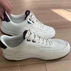 Vessi White and Brown Sneakers